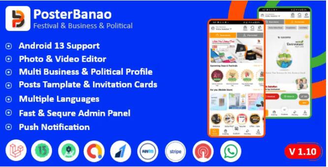 Poster Banao v1.10.1 – Poster Maker ,Festival & Business & Political , AdBanao Clone Poster Maker App – nulled