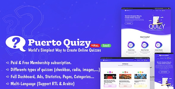 Puerto Quizy v1.1 – Premium Quiz Builder Script SAAS