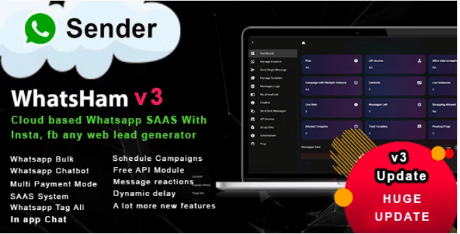 WhatsHam v3.6.1 – Cloud based WhatsApp SASS System with Lead Generator