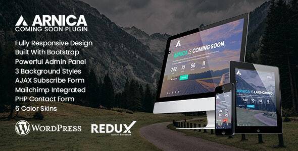 Arnica v1.9 – Creative Coming Soon WordPress Plugin