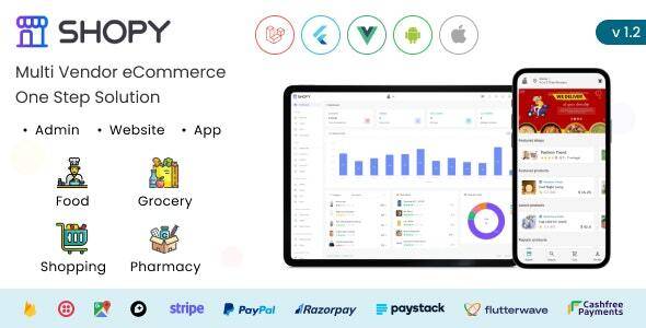 Shopy – Multivendor eCommerce, Food, Grocery, Pharmacy Delivery Flutter App + Admin & Website