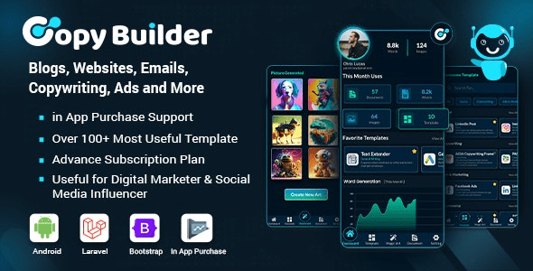 Copy Builder v2.0 – OpenAI ChatGPT AI Writing Assistant, AI Image Generator, and Content Creator as SaaS – nulled