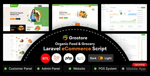 GroStore v4.0 – Food & Grocery Laravel eCommerce with Admin Dashboard