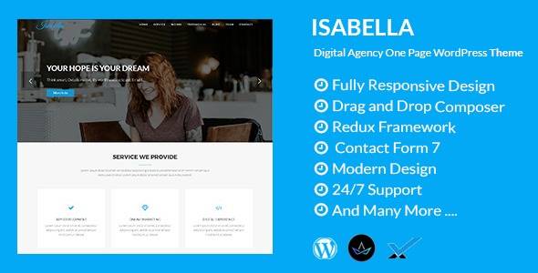 Isabella v1.7 – Digital Agency One Page WordPress Theme