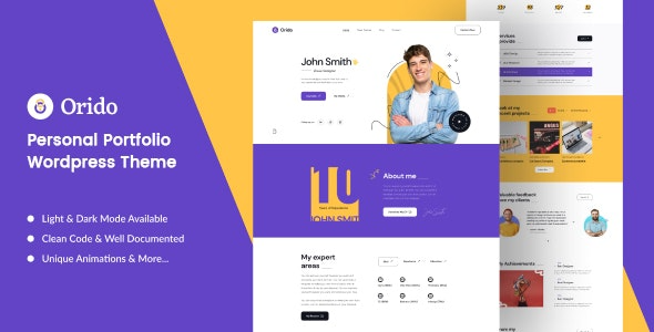 Orido v1.0 – Personal Portfolio WordPress Theme