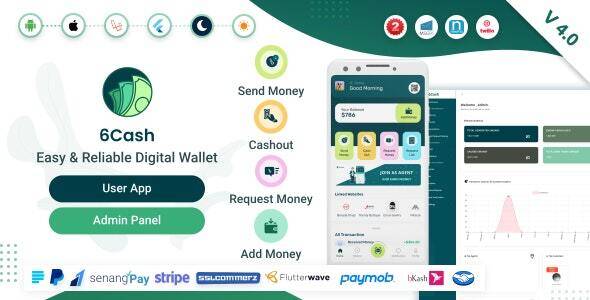 6Cash v4.0 – Digital Wallet Mobile App with Laravel Admin Panel – nulled