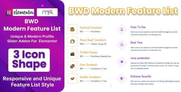 BWD Modern Feature List Addon For Elementor v1.0