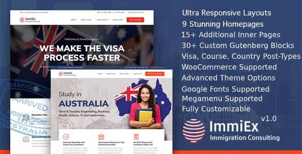 ImmiEx v1.5.8 – Immigration law, Visa services support, Migration Agent Consulting WordPress Business Theme