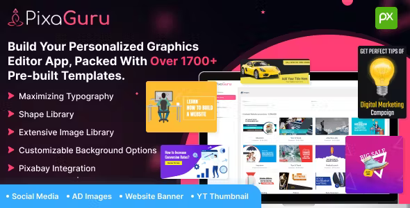 PixaGuru v1.0 – SAAS Platform to Create Graphics, Images, Social Media Posts, Ads, Banners, & Stories