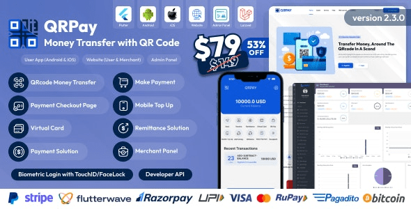 QRPay v3.2.0 – Money Transfer with QR Code Full Solution