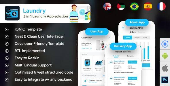 Quickwash v2.8 – 6 App Template – Laundry Booking App