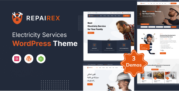 Repairex v1.0 – Electricity Services WordPress Theme + RTL