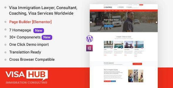 VisaHub v1.2.3 – Immigration Consulting WordPress Theme