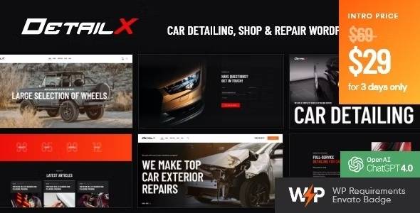 DetailX v1.0 – Car Detailing, Shop & Repair WordPress Theme