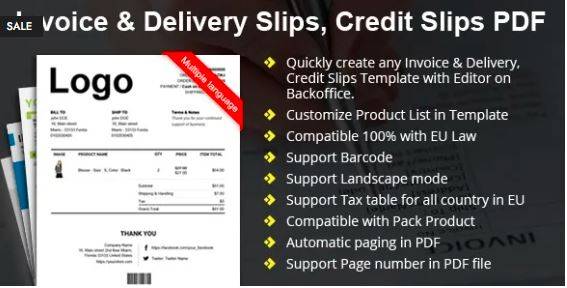 Advance Invoice, Delivery, Credit PDF (v1.1.52) + Custom Number PrestaShop 