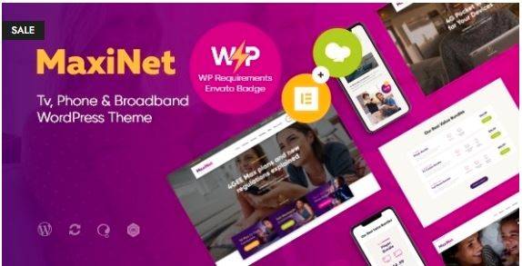 MaxiNet (v1.2.8) Broadband & Telecom Internet Provider WordPress Theme + Elementor