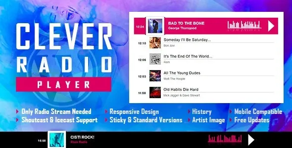 CLEVER v2.6 – HTML5 Radio Player With History – Shoutcast and Icecast – WordPress Plugin